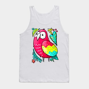 Scarlet Macaw Parrot Kawaii Chibi Tank Top